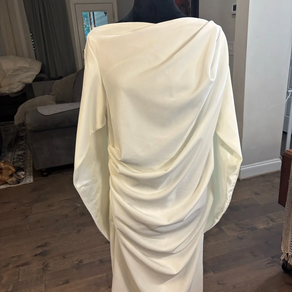 Betsy & Adam White Long Sleeve Dress - Picture 3 of 5